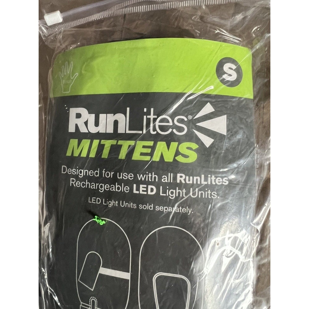 runLites Mittens Navy Blue Running Fleece Gloves size Small with battery